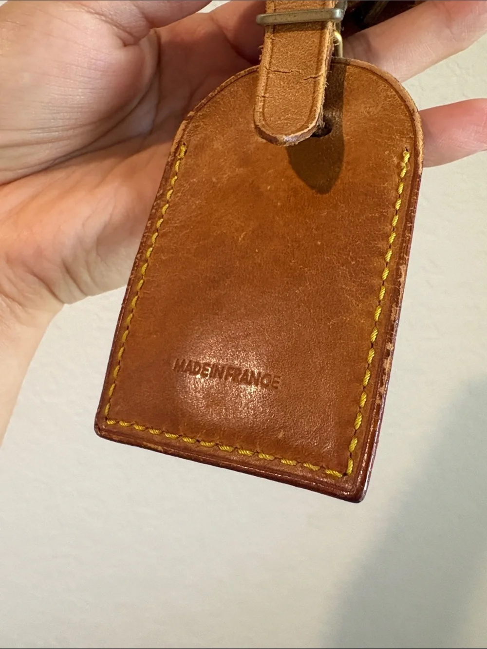 Louis Vuitton Brown Leather Luggage Tag with A.K Initial